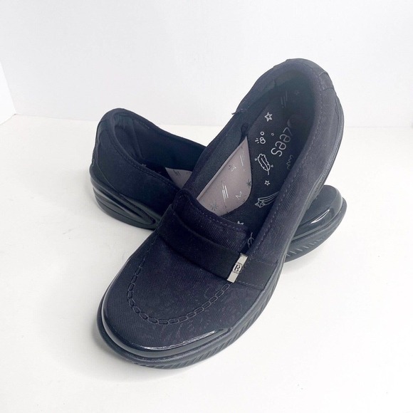 Bzees Nugget Women Sz 7 M Slip On Wedge Loafer Sneaker Shoe Flats Black Comfort - Picture 1 of 9